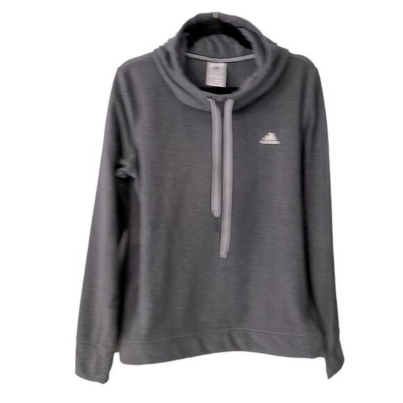 Adidas gray fleece pullover hoodie with roomy zip pockets size M - Picture 3 of 13